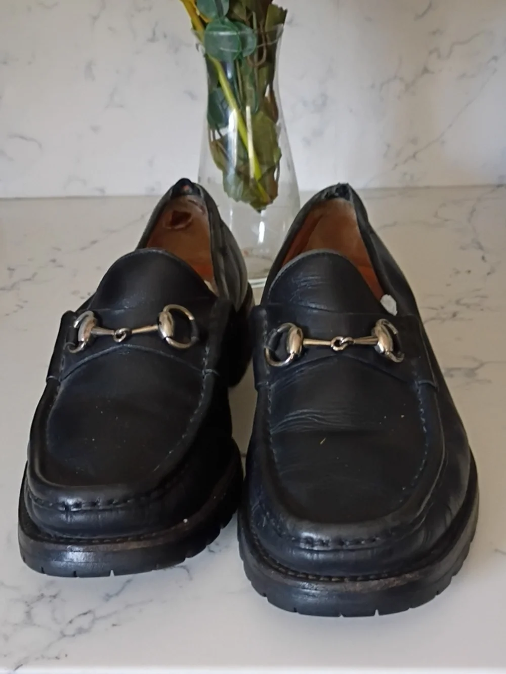 Gucci Black Leather  Loafers for Men